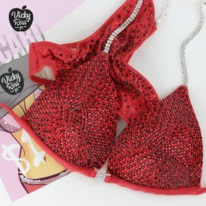 Vampire Red Competition Fitness Pro Bikini Suit